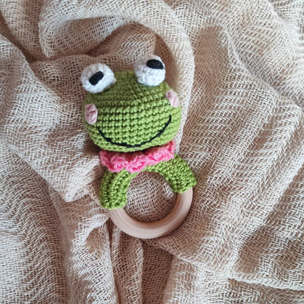 zöld békás csörgő horgoló készlet